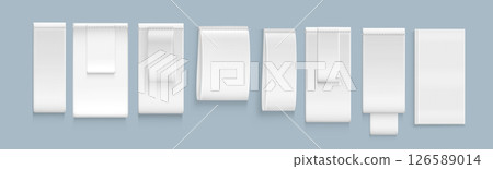 Set of blank beige clothing labels and tags mockup 126589014