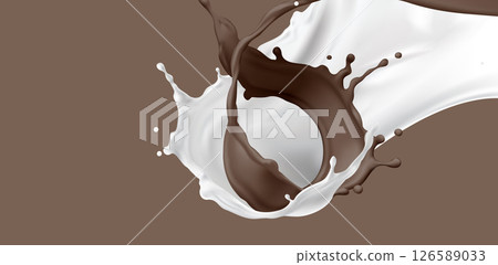 Chocolate and milk splash swirl Chocolate and milk splash swirl 126589033