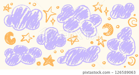 Crayon doodle style cloud shapes Crayon doodle style cloud shapes 126589063