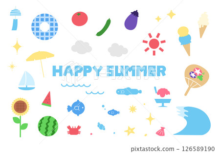 夏季插畫素材集 夏季插畫素材集 126589190