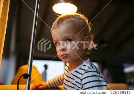 Adorable toddler boy at home. Adorable toddler boy at home. 126589515