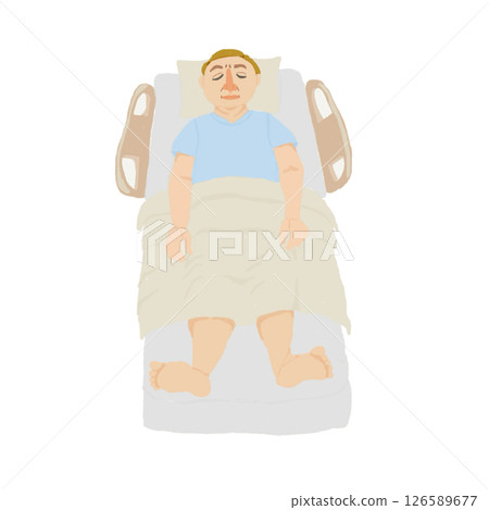 躺在床上休息的老人 |仰臥位觀察圖解 126589677