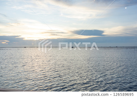 View of sea Gulf of Thailand at chonburi on twilight time, focus selective 126589695