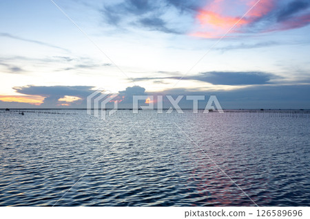 View of sea Gulf of Thailand at chonburi on twilight time, focus selective 126589696