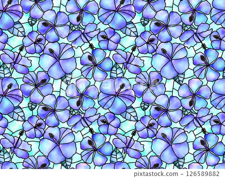 芙蓉花彩色玻璃 B-1' 芙蓉花彩色玻璃 B-1' 126589882