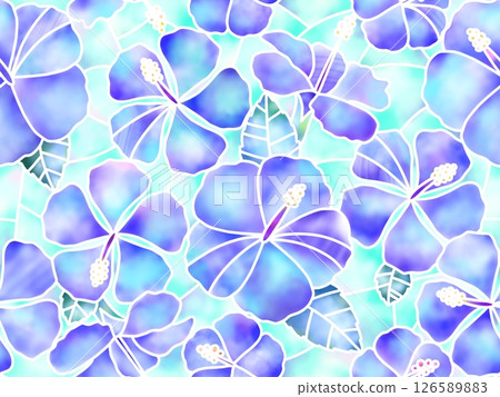 芙蓉花彩色玻璃B-2 126589883