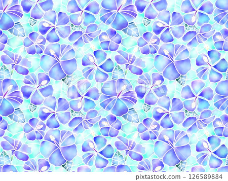 芙蓉花彩色玻璃 B-2' 126589884