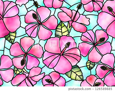 芙蓉花彩色玻璃 B-3 芙蓉花彩色玻璃 B-3 126589885