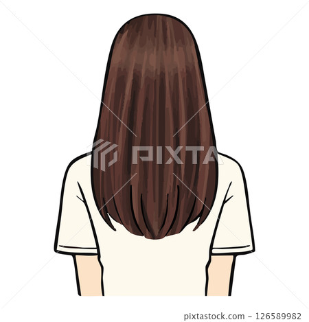 手寫_長髮背影_向量素材_01 手寫_長髮背影_向量素材_01 126589982