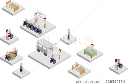 Illustration about care with isometric copy space 126590154