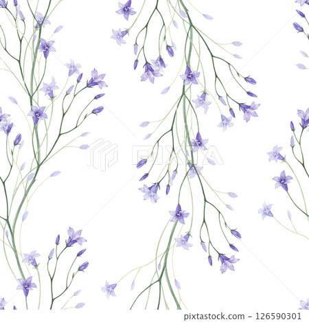 Blubells seamless pattern. Watercolor illustration Blubells seamless pattern. Watercolor illustration 126590301