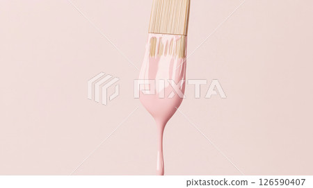 Paintbrush with Dripping Paint on Minimalist Background 126590407