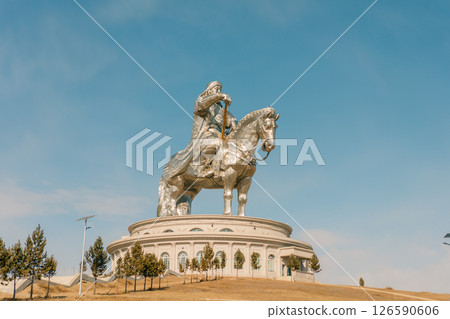 Ulaanbaatar, Mongolia - 5 may 2025 Equestrian statue of Genghis Khan in Mongolia Ulaanbaatar, Mongolia - 5 may 2025 Equestrian statue of Genghis Khan in Mongolia 126590606