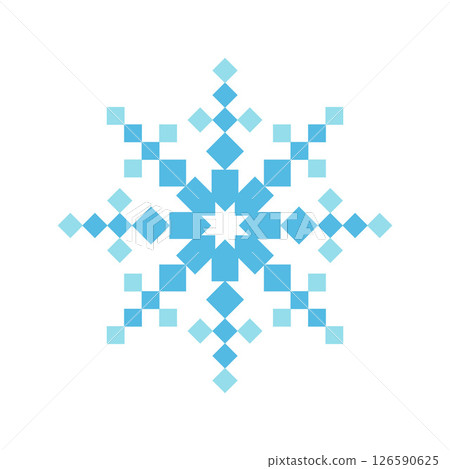 Pixel-style blue snowflake icon 126590625