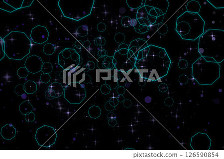 CG image of an eight-pointed star pattern and sparkling particles 126590854