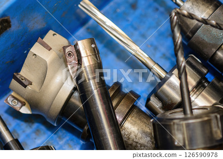Close up scene the indexable rough tool for CNC milling machine. 126590978