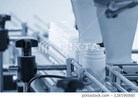 The pharmaceutical manufacturing concepts in the light blue scene. 126590980