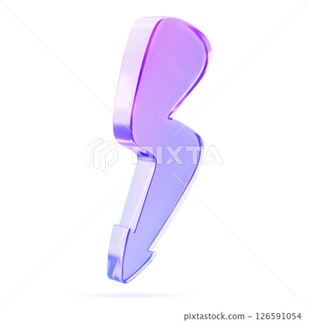 3d glass holographic transparent thunder icon. Energy lightning electric charge. Isolated purple blue gradient speed element. Electronic blitz deal graphic design. Thunderbolt symbol. 3D illustration 3d glass holographic transparent thunder icon. Energy lightning electric charge. Isolated purple blue gradient speed element. Electronic blitz deal graphic design. Thunderbolt symbol. 3D illustration 126591054