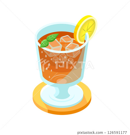 Ice lemon tea_isometric illustration 126591177