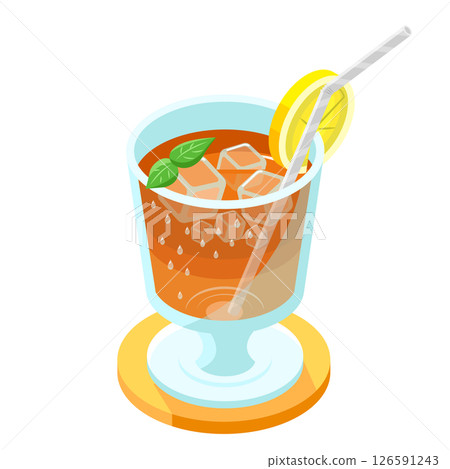 Ice lemon tea_isometric illustration Ice lemon tea_isometric illustration 126591243