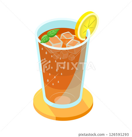 Ice lemon tea_isometric illustration 126591293
