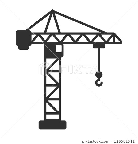 Bridge Crane Icon symbol. Tower Crane logo sign. Vector illustration image. Isolated on white background. 126591511