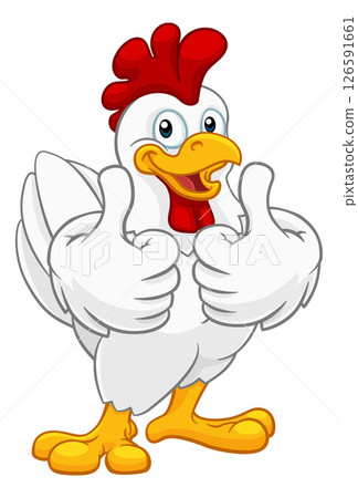 Chicken Cartoon Rooster Cockerel Character Chicken Cartoon Rooster Cockerel Character 126591661