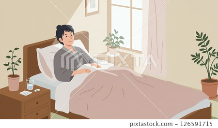 Sudden shaking! Man in bed surprised by earthquake 126591715