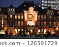 The front of Tokyo Station at night 126591729
