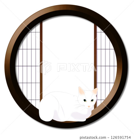 Round window and cat Round window and cat 126591754