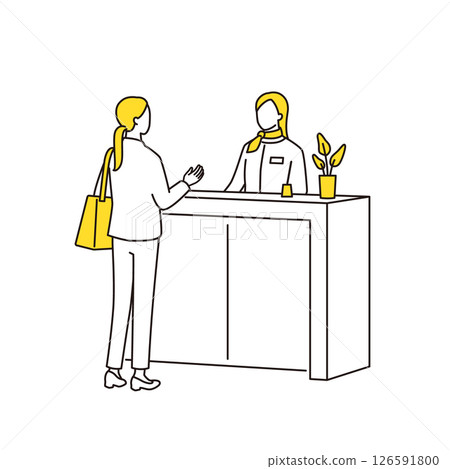 接待處一名女工作人員正在引導一名女顧客 126591800