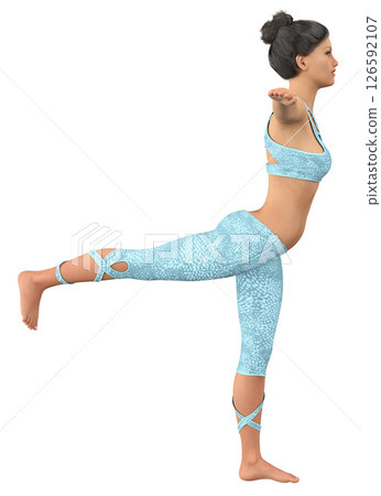 3D Yoga girl in workout tight suit 126592107