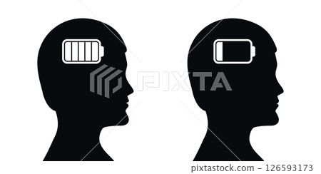 mental health man silhouette with full and empty battery vector illustration mental health man silhouette with full and empty battery vector illustration 126593173