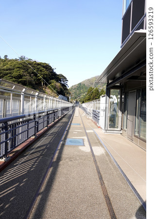 The newly completed Yobu Bridge and the remains of the old railroad tracks 126593219