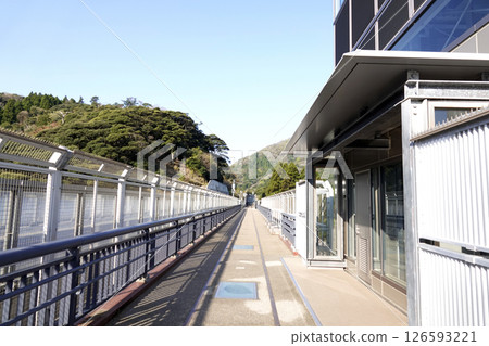 The newly completed Yobu Bridge and the remains of the old railroad tracks 126593221