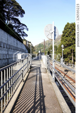 The newly completed Yobetsu Station and the old railway tracks on display 126593223