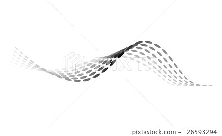 Dotted halftone waves. Flowing wavy lines pattern. Abstract liquid shapes, wave effect dotted gradient texture. Curve textures with halftone circular point isolated on white background Dotted halftone waves. Flowing wavy lines pattern. Abstract liquid shapes, wave effect dotted gradient texture. Curve textures with halftone circular point isolated on white background 126593294