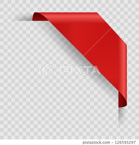 Corner or ribbons icon. Product red banner, price shopping tag. Promotion sale badge, special offer sticker. Discount and price offer concept. Vector sticker blank template 126593297