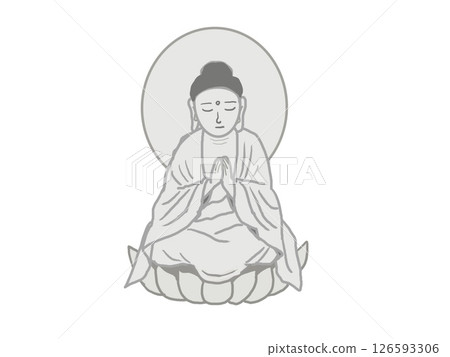 Illustration of a meditating Buddha statue 126593306