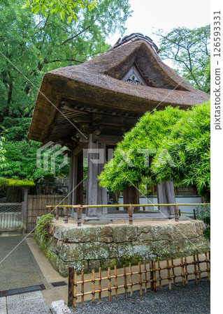 Hokoku-ji shrine bell tower surrounded by trees in Kamakura, Japan 126593331