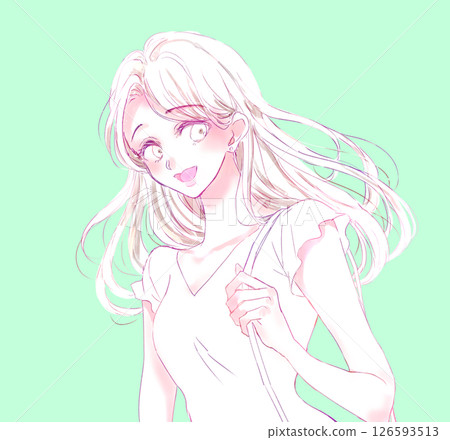 Summer woman going out Line drawing 126593513