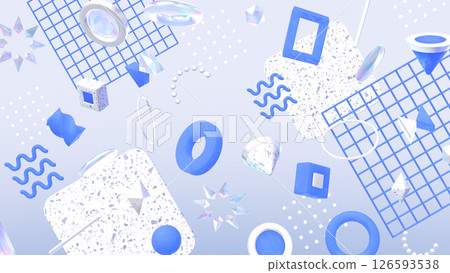 具有幾何和水磨石圖案的時尚 3DCG - Neumorphism Color 具有幾何和水磨石圖案的時尚 3DCG - Neumorphism Color 126593538