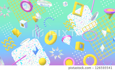 Stylish 3DCG with geometric and terrazzo patterns - Colorful Stylish 3DCG with geometric and terrazzo patterns - Colorful 126593541