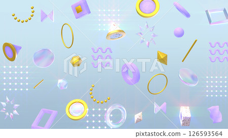 時尚的 3DCG,具有各種紋理排列的幾何圖案 - 紫色 時尚的 3DCG,具有各種紋理排列的幾何圖案 - 紫色 126593564