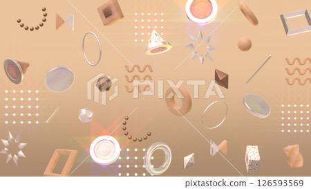 時尚的 3DCG,具有各種紋理排列的幾何圖案 - 巧克力色 時尚的 3DCG,具有各種紋理排列的幾何圖案 - 巧克力色 126593569