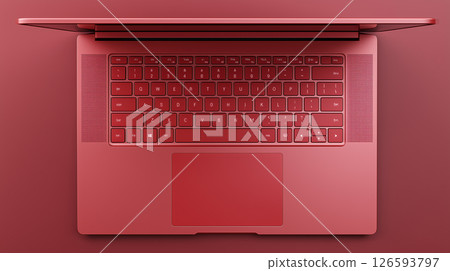 紅色筆記型電腦|具有奢華光澤表面的筆記型電腦的特寫 126593797