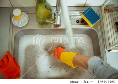 Washing Dishes, Clogged Drain 126594560