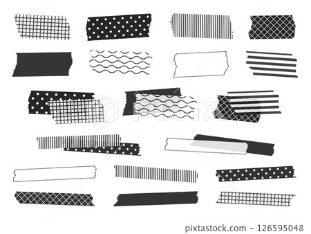 Cute patterned masking tape illustration set (pen drawing) 126595048