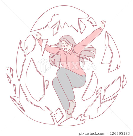 An Empowered Woman Courageously Breaking Free from All Constraints That Hold Her Back 126595183