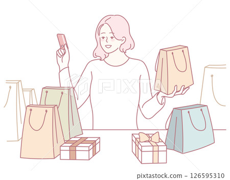 The Joy of Shopping A Modern Consumer Experience Filled with Colorful Gifts and Bags 126595310